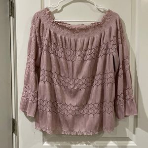 Macy’s XL Blush Pink Off the Shoulder Lace Top